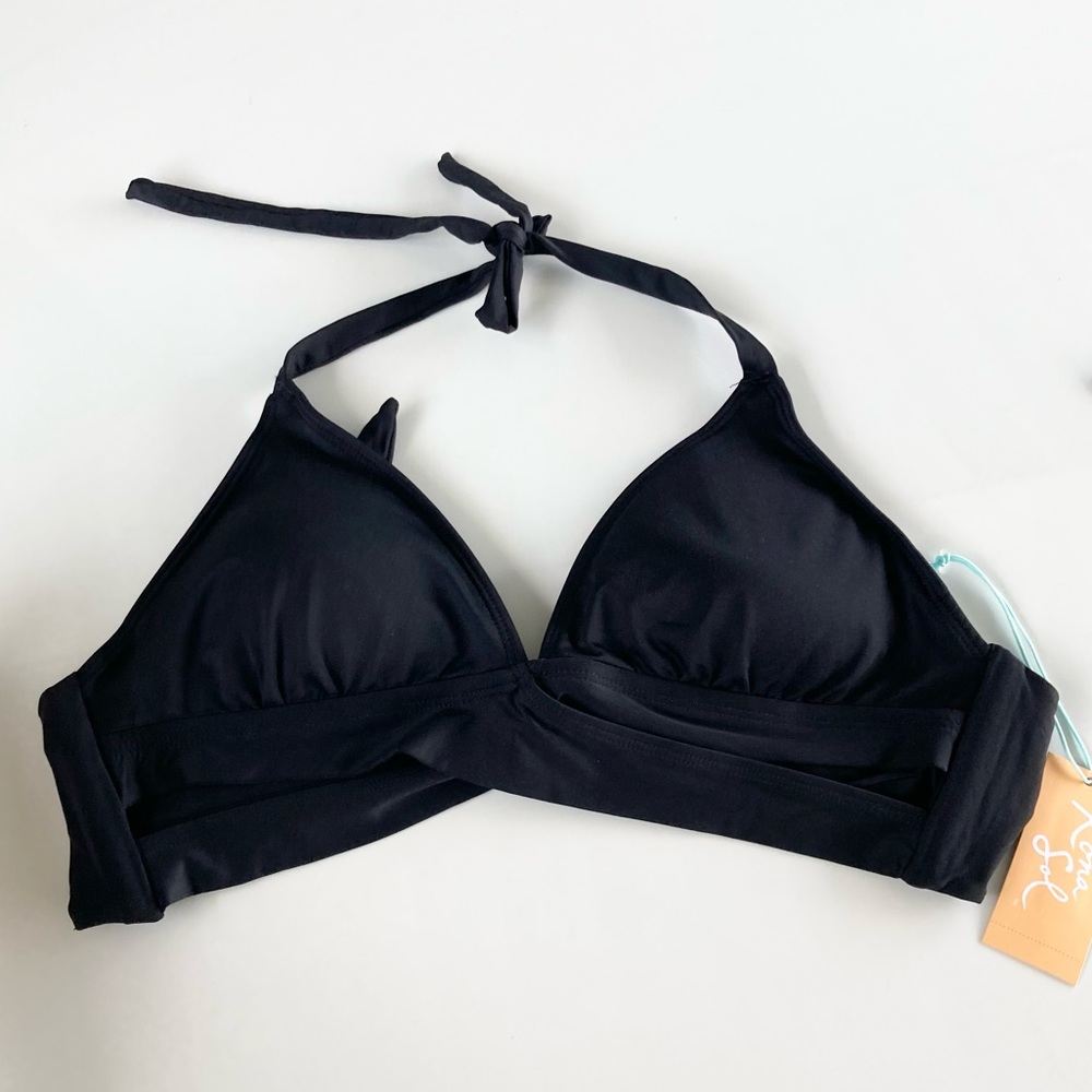 Kona Sol Black Swimsuit Bikini Top Size M (8-10) NWT